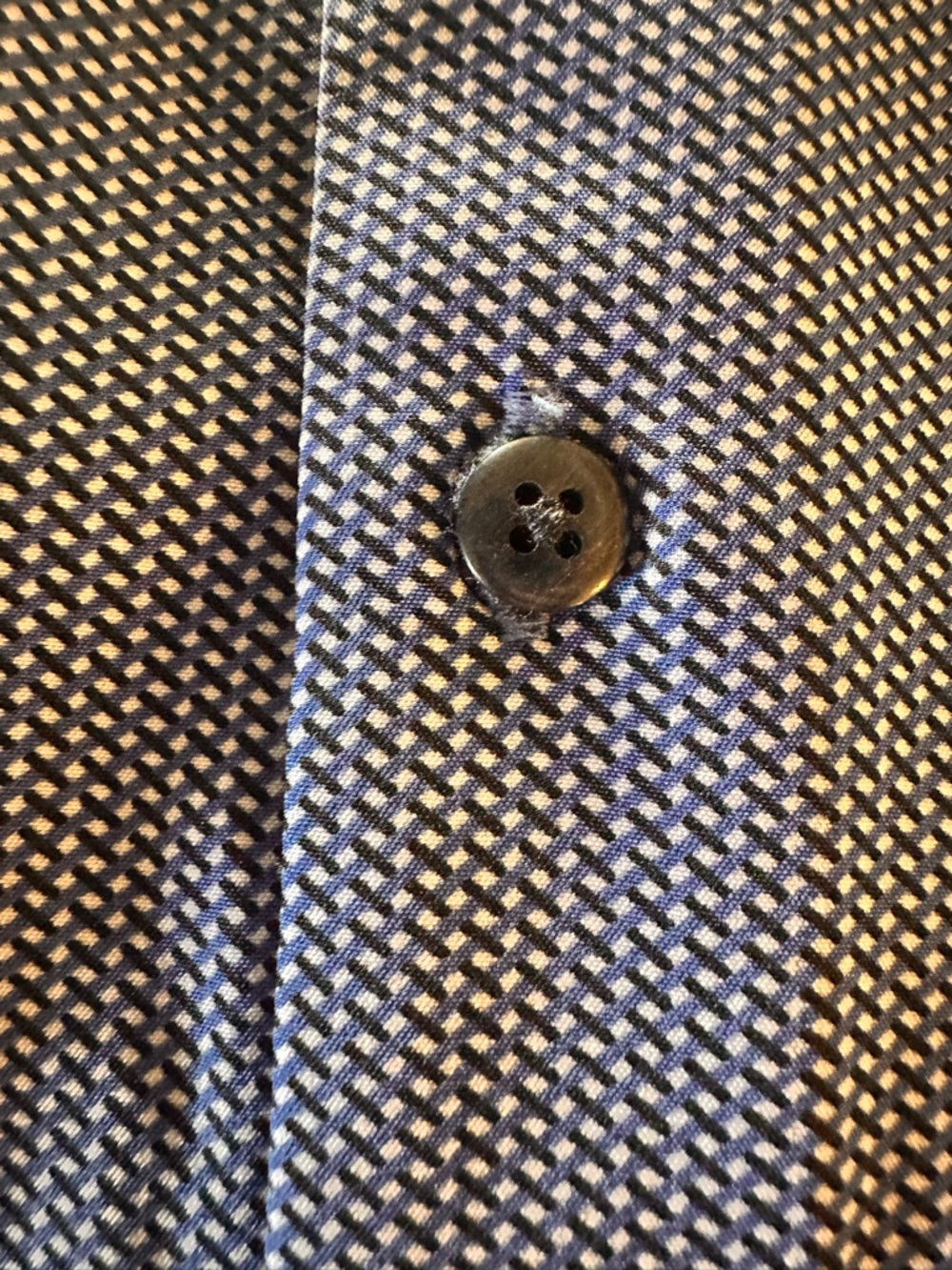 Cactus Man Blue Micro-Pattern Casual Button-Down Shirt - Picture 3 of 12
